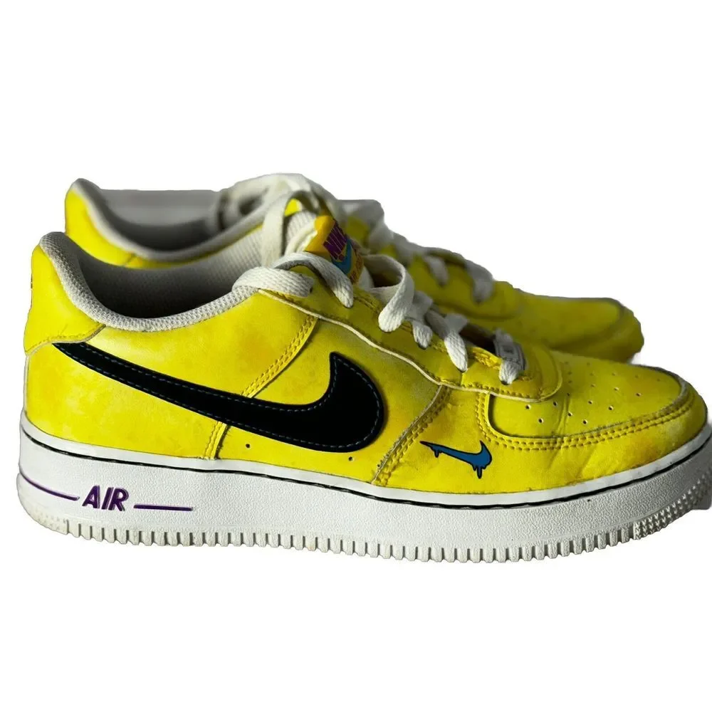 Nike Air Force 1 Low Peace Love and Basketball Size 7Y Yellow Black Women 8.5‎